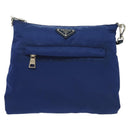 PRADA Shoulder Bag Nylon Blue Silver Auth 140970-13