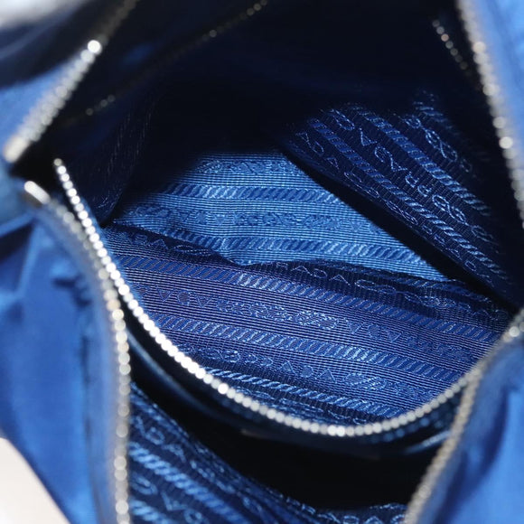 PRADA Shoulder Bag Nylon Blue Silver Auth 140970