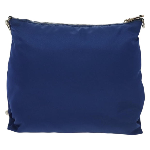PRADA Shoulder Bag Nylon Blue Silver Auth 140970