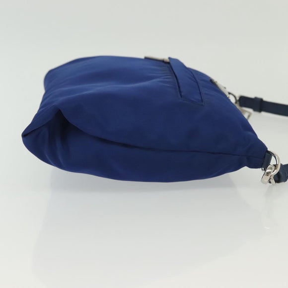 PRADA Shoulder Bag Nylon Blue Silver Auth 140970
