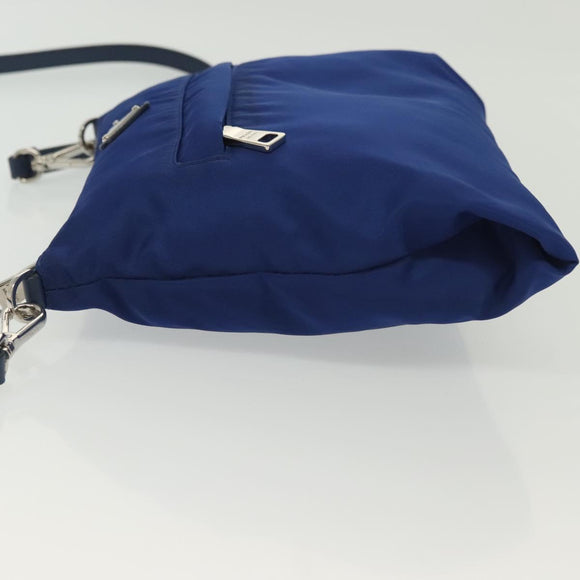 PRADA Shoulder Bag Nylon Blue Silver Auth 140970