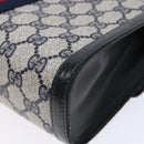 GUCCI GG Supreme Sherry Line Clutch Bag PVC Navy Gold 67 014 3087 Auth 140986-10