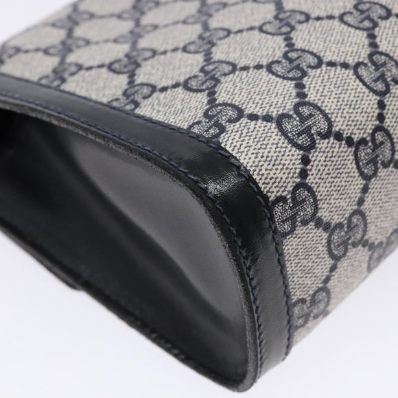 GUCCI GG Supreme Sherry Line Clutch Bag PVC Navy Gold 67 014 3087 Auth 140986