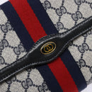 GUCCI GG Supreme Sherry Line Clutch Bag PVC Navy Gold 67 014 3087 Auth 140986-12