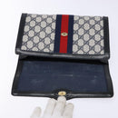 GUCCI GG Supreme Sherry Line Clutch Bag PVC Navy Gold 67 014 3087 Auth 140986-13