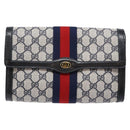 GUCCI GG Supreme Sherry Line Clutch Bag PVC Navy Gold 67 014 3087 Auth 140986-2