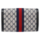 GUCCI GG Supreme Sherry Line Clutch Bag PVC Navy Gold 67 014 3087 Auth 140986-3