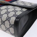 GUCCI GG Supreme Sherry Line Clutch Bag PVC Navy Gold 67 014 3087 Auth 140986-8