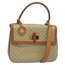 CELINE Macadam Canvas Hand Bag PVC 2way Beige Gold Auth 140987-1