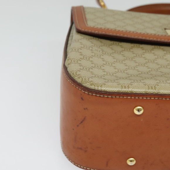 CELINE Macadam Canvas Hand Bag PVC 2way Beige Gold Auth 140987