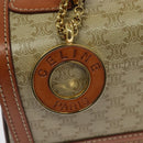 CELINE Macadam Canvas Hand Bag PVC 2way Beige Gold Auth 140987-20