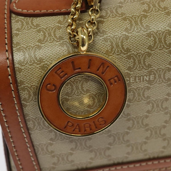 CELINE Macadam Canvas Hand Bag PVC 2way Beige Gold Auth 140987