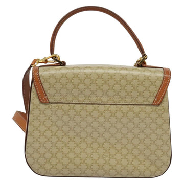 CELINE Macadam Canvas Hand Bag PVC 2way Beige Gold Auth 140987 - 0