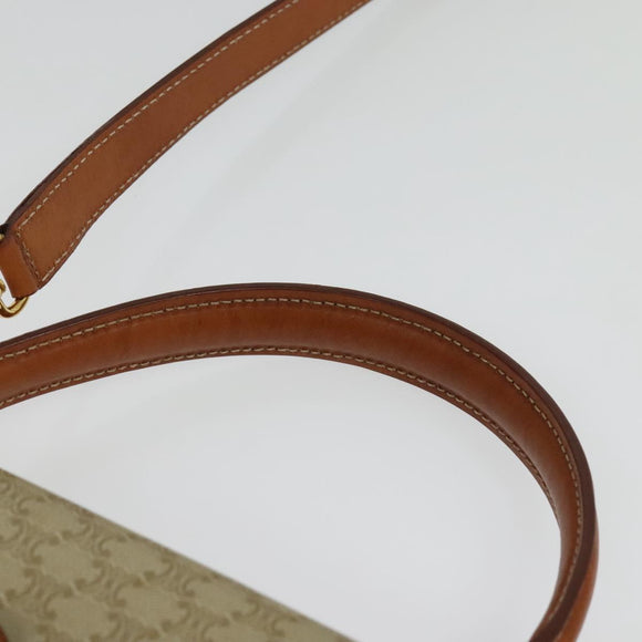 CELINE Macadam Canvas Hand Bag PVC 2way Beige Gold Auth 140987