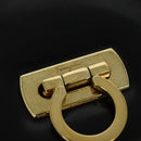 Salvatore Ferragamo Gancini Shoulder Bag Leather Black Gold Auth 140988-9