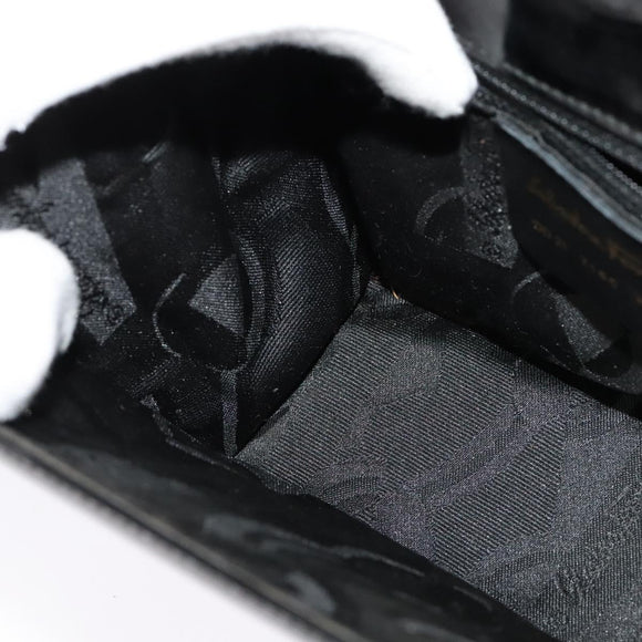 Salvatore Ferragamo Gancini Shoulder Bag Leather Black Gold Auth 140988