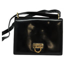 Salvatore Ferragamo Gancini Shoulder Bag Leather Black Gold Auth 140988-13