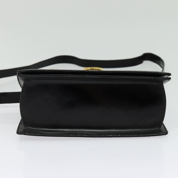 Salvatore Ferragamo Gancini Shoulder Bag Leather Black Gold Auth 140988