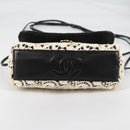 CHANEL Sequin Shoulder Bag Leather White Gold CC Auth 140995-6