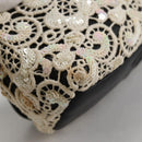 CHANEL Sequin Shoulder Bag Leather White Gold CC Auth 140995-17