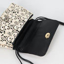 CHANEL Sequin Shoulder Bag Leather White Gold CC Auth 140995-19