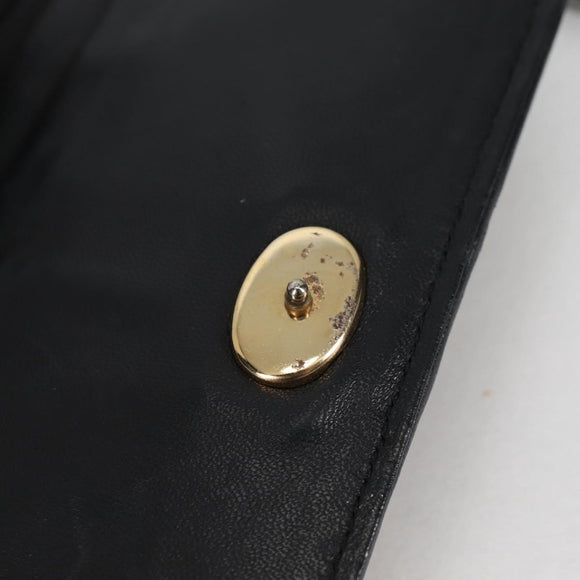 CHANEL Sequin Shoulder Bag Leather White Gold CC Auth 140995