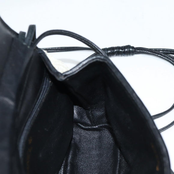 CHANEL Sequin Shoulder Bag Leather White Gold CC Auth 140995