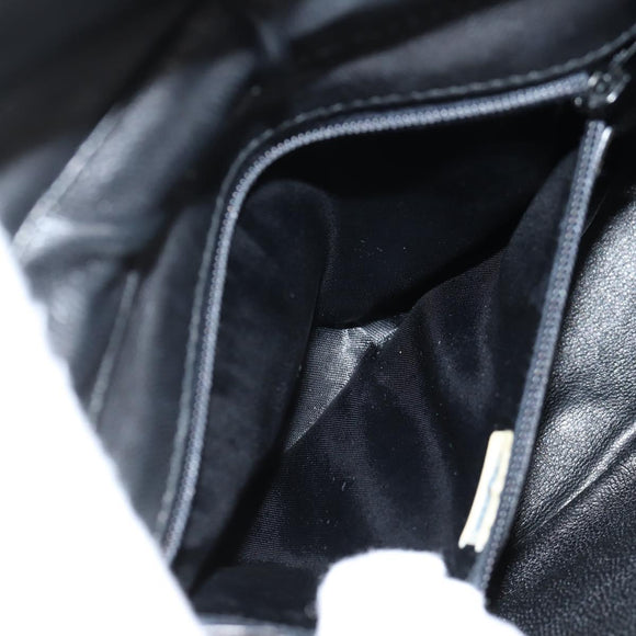 CHANEL Sequin Shoulder Bag Leather White Gold CC Auth 140995