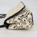 CHANEL Sequin Shoulder Bag Leather White Gold CC Auth 140995-4