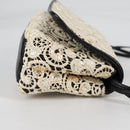 CHANEL Sequin Shoulder Bag Leather White Gold CC Auth 140995-5