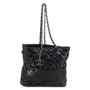 CHANEL Wild Stitch Chain Shoulder Bag Patent leather Black Silver CC Auth 140996-1