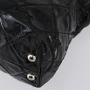 CHANEL Wild Stitch Chain Shoulder Bag Patent leather Black Silver CC Auth 140996-9