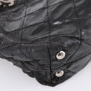 CHANEL Wild Stitch Chain Shoulder Bag Patent leather Black Silver CC Auth 140996-14