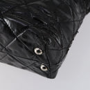 CHANEL Wild Stitch Chain Shoulder Bag Patent leather Black Silver CC Auth 140996-15