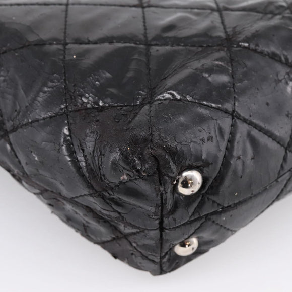 CHANEL Wild Stitch Chain Shoulder Bag Patent leather Black Silver CC Auth 140996