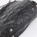 CHANEL Wild Stitch Chain Shoulder Bag Patent leather Black Silver CC Auth 140996-10