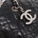 CHANEL Wild Stitch Chain Shoulder Bag Patent leather Black Silver CC Auth 140996-17