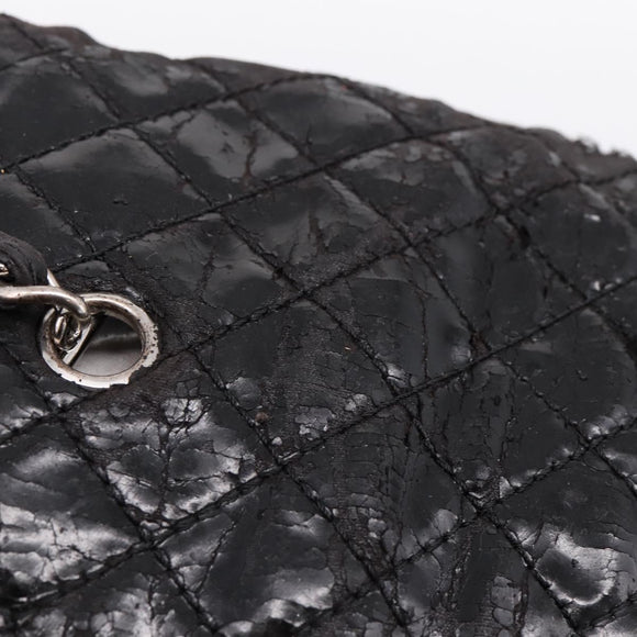 CHANEL Wild Stitch Chain Shoulder Bag Patent leather Black Silver CC Auth 140996