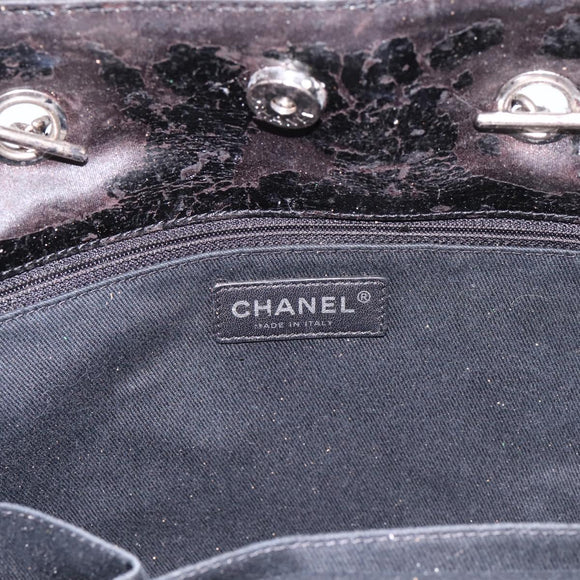 CHANEL Wild Stitch Chain Shoulder Bag Patent leather Black Silver CC Auth 140996