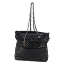 CHANEL Wild Stitch Chain Shoulder Bag Patent leather Black Silver CC Auth 140996-13