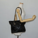 CHANEL Wild Stitch Chain Shoulder Bag Patent leather Black Silver CC Auth 140996-21