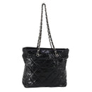 CHANEL Wild Stitch Chain Shoulder Bag Patent leather Black Silver CC Auth 140996-2