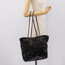 CHANEL Wild Stitch Chain Shoulder Bag Patent leather Black Silver CC Auth 140996-30