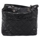 CHANEL Wild Stitch Chain Shoulder Bag Patent leather Black Silver CC Auth 140996-2
