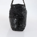 CHANEL Wild Stitch Chain Shoulder Bag Patent leather Black Silver CC Auth 140996-3