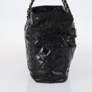 CHANEL Wild Stitch Chain Shoulder Bag Patent leather Black Silver CC Auth 140996-4