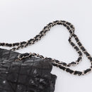 CHANEL Wild Stitch Chain Shoulder Bag Patent leather Black Silver CC Auth 140996-8