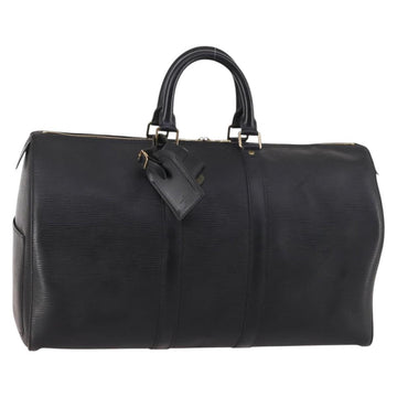 LOUIS VUITTON Epi Keepall 45 Boston Bag Black M42972 LV Auth 141001