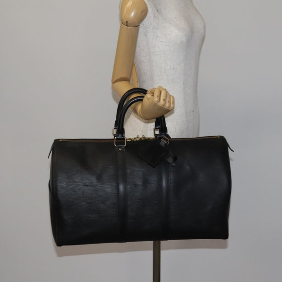 LOUIS VUITTON Epi Keepall 45 Boston Bag Black M42972 LV Auth 141001