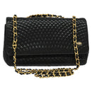 BALLY Chain Shoulder Bag Leather Black Gold Auth 141002-1